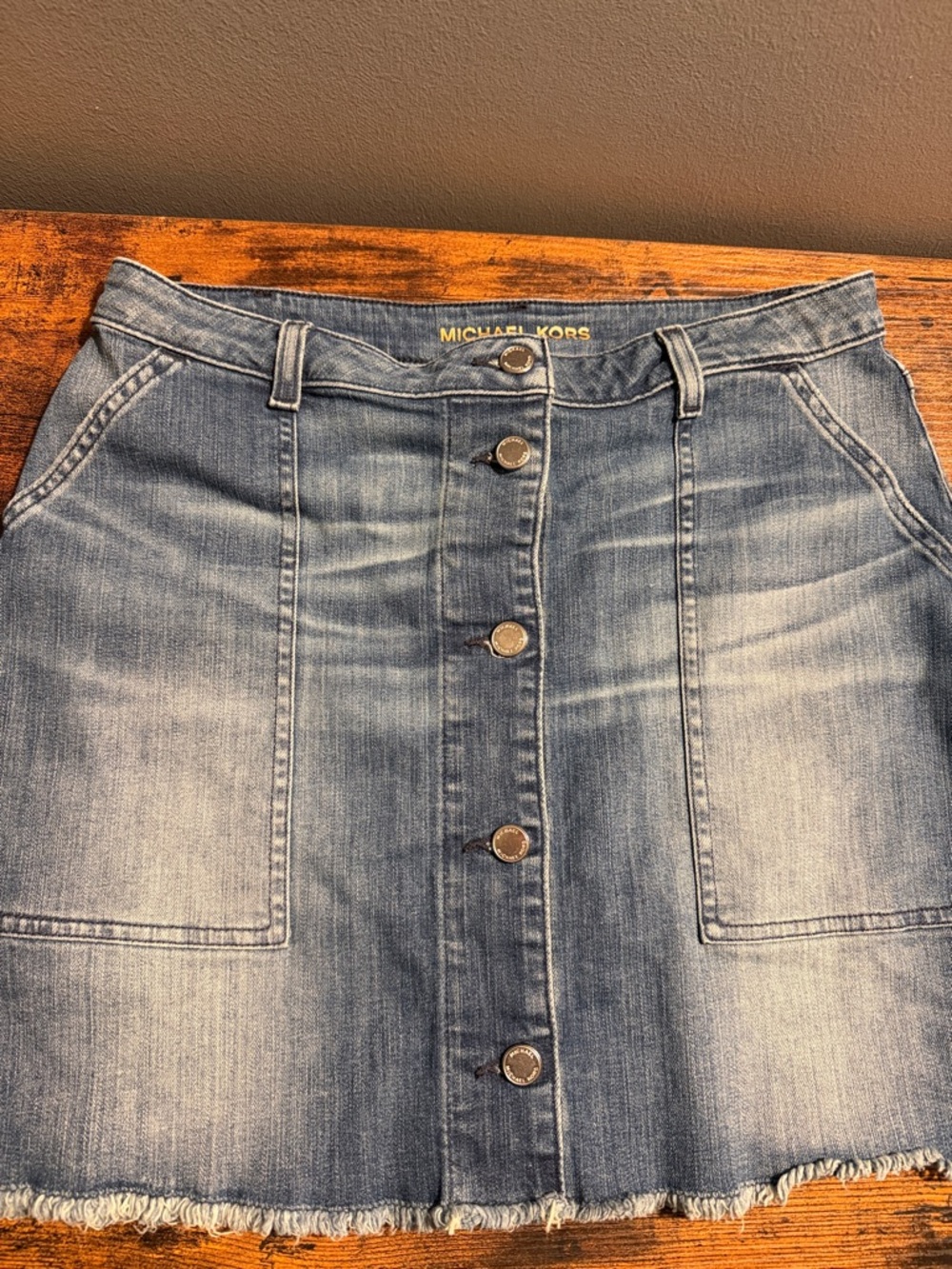Michael Kors Faded Blue Denim Button-Front Women's Skirt